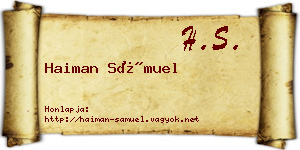 Haiman Sámuel névjegykártya